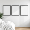 White Bedroom Styled Room Mockup — Plain Square Frame Square 1:1 — Perspective View — #03706 | MockupBulk