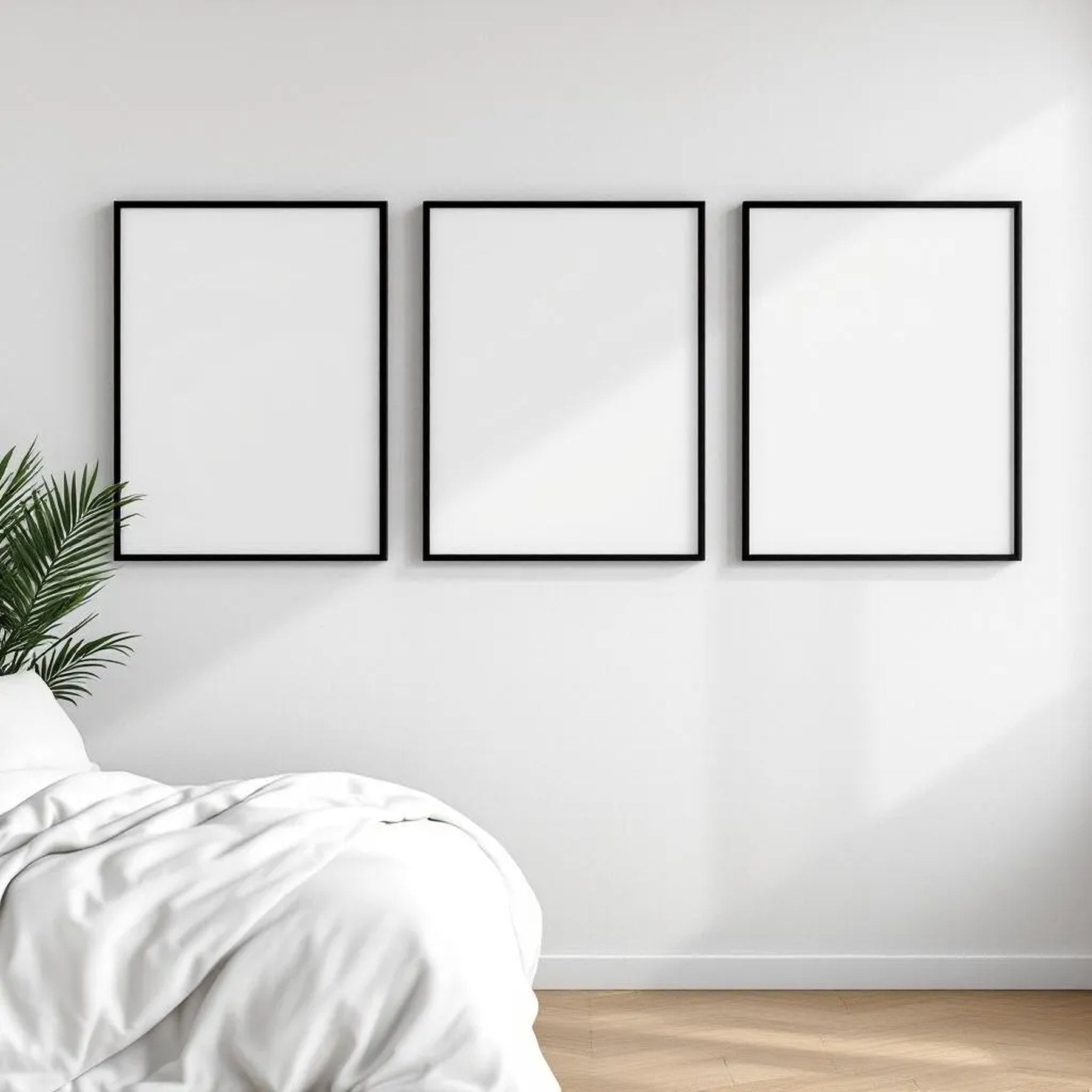 White Bedroom Styled Room Mockup — Plain Square Frame Square 1:1 — Perspective View — #03706 | MockupBulk