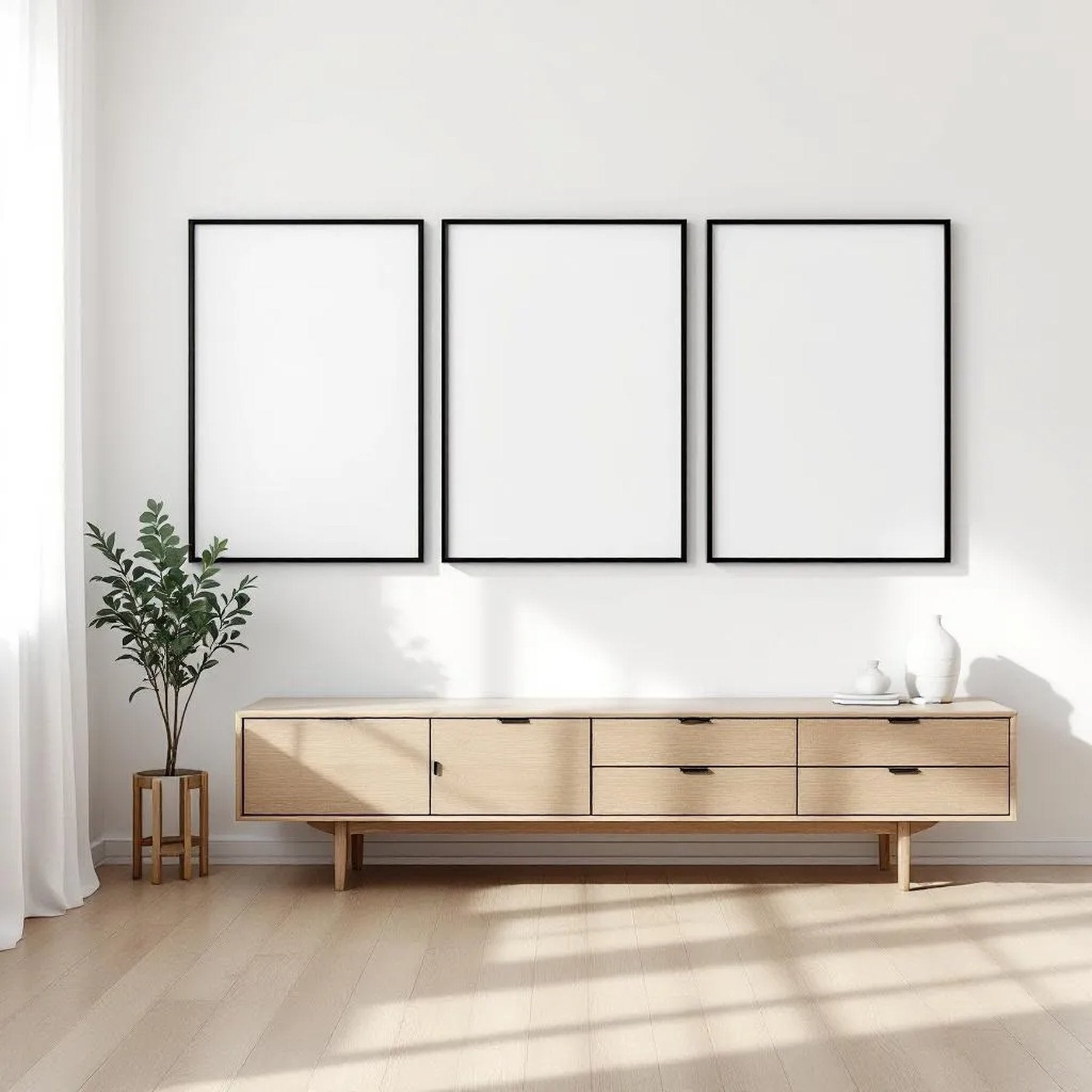 White Bedroom Lifestyle Frame Mockup — Plain Square Frame Square 1:1 — Perspective View — #03709 | MockupBulk