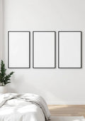 White Bedroom Styled Room Mockup — Matte Black Frame A-Series (A4 / A3) — Perspective View — #03714 | MockupBulk