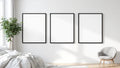 White Bedroom Professional Frame Mockup — Matte Black Frame Square 1:1 — Perspective View — #03716 | MockupBulk