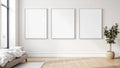 White Bedroom Premium Interior Mockup — White Frame Square 1:1 — Perspective View — #03725 | MockupBulk
