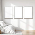 White Bedroom Wall Art Mockup — Plain Square Frame Square 1:1 — Perspective View — #03727 | MockupBulk