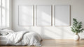 White Bedroom Room Scene Mockup — White Frame Square 1:1 — Perspective View — #03728 | MockupBulk
