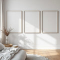 White Bedroom Styled Room Mockup — Plain Square Frame Square 1:1 — Perspective View — #03733 | MockupBulk