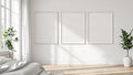 White Bedroom Editorial Room Mockup — White Frame Square 1:1 — Perspective View — #03737 | MockupBulk