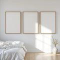 White Bedroom Lifestyle Frame Mockup — Plain Square Frame Portrait 2:3 — Perspective View — #03739 | MockupBulk