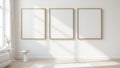 White Bedroom Premium Interior Mockup — Natural Oak Frame Square 1:1 — Perspective View — #03749 | MockupBulk