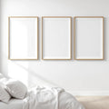 White Bedroom Editorial Room Mockup — Plain Square Frame Square 1:1 — Perspective View — #03751 | MockupBulk