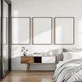 White Bedroom Editorial Room Mockup — Plain Square Frame Portrait 2:3 — Perspective View — #03760 | MockupBulk