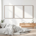 White Bedroom High-Res Frame Mockup — Plain Square Frame Square 1:1 — Perspective View — #03766 | MockupBulk