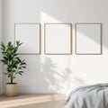 White Bedroom High-Res Frame Mockup — Plain Square Frame Square 1:1 — Perspective View — #03781 | MockupBulk