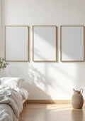 White Bedroom Lifestyle Frame Mockup — Gold Frame Portrait 2:3 — Perspective View — #03792 | MockupBulk