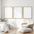 White Bedroom Wall Art Mockup — Plain Square Frame Square 1:1 — Perspective View — #03793 | MockupBulk