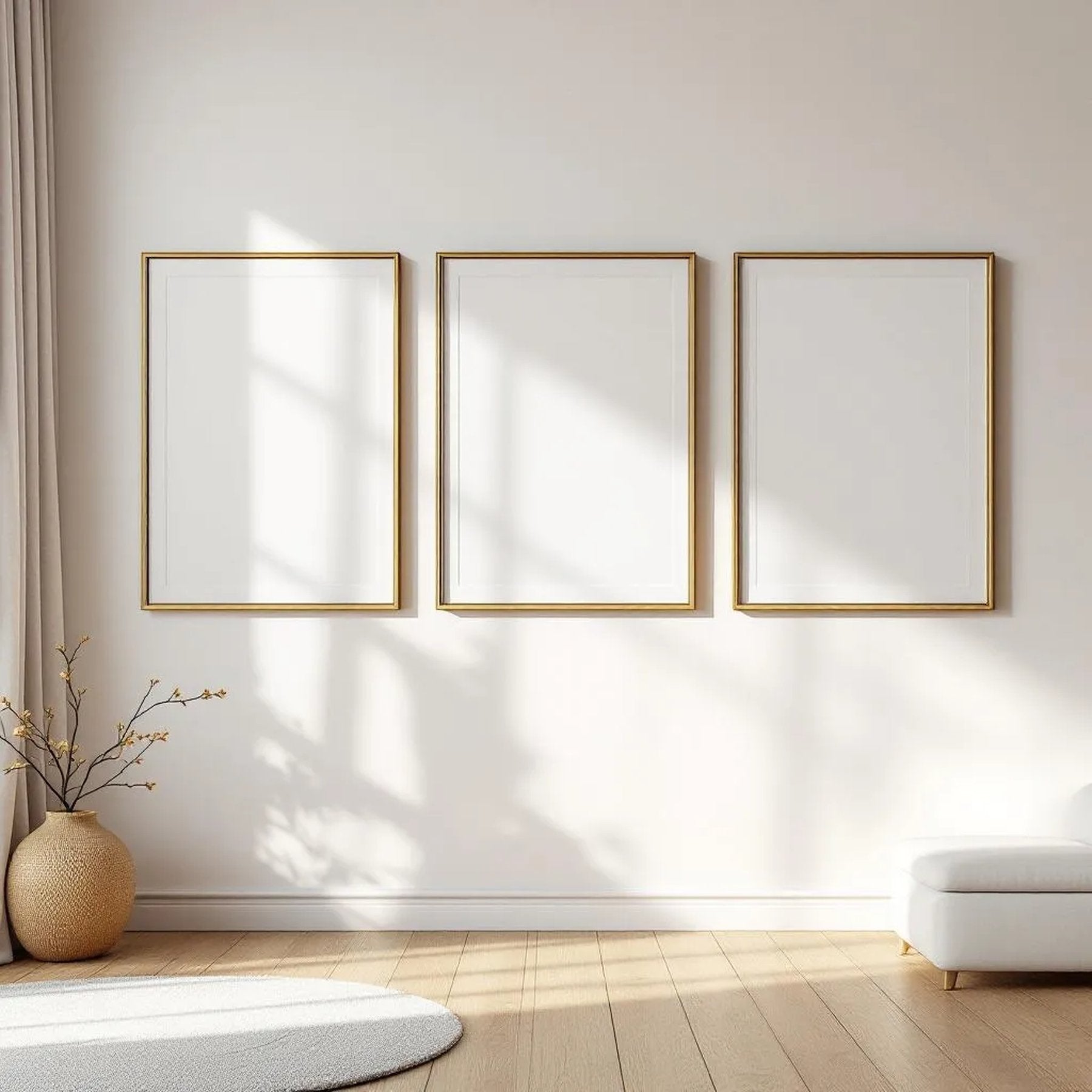 White Bedroom High-Res Frame Mockup — Plain Square Frame Square 1:1 — Perspective View — #03796 | MockupBulk