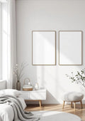 White Bedroom Styled Room Mockup — Gold Frame Portrait 2:3 — Perspective View — #03801 | MockupBulk