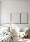 White Bedroom Lifestyle Frame Mockup — Silver Frame Portrait 2:3 — Perspective View — #03804 | MockupBulk