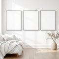 White Bedroom Premium Interior Mockup — Plain Square Frame Square 1:1 — Perspective View — #03805 | MockupBulk