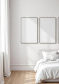 White Bedroom Lifestyle Frame Mockup — Silver Frame Portrait 2:3 — Perspective View — #03807 | MockupBulk