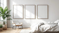 White Bedroom Lifestyle Frame Mockup — Silver Frame Square 1:1 — Perspective View — #03809 | MockupBulk