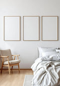 White Bedroom Styled Room Mockup — Silver Frame Portrait 4:5 — Perspective View — #03810 | MockupBulk
