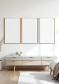 White Bedroom Editorial Room Mockup — Silver Frame Portrait 5:7 — Perspective View — #03813 | MockupBulk