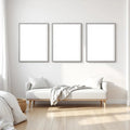 White Bedroom High-Res Frame Mockup — Plain Square Frame Portrait 4:5 — Perspective View — #03814 | MockupBulk