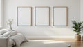 White Bedroom Interior Frame Mockup — Silver Frame Landscape 3:4 — Perspective View — #03815 | MockupBulk
