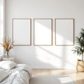 White Bedroom High-Res Frame Mockup — Plain Square Frame Square 1:1 — Perspective View — #03823 | MockupBulk