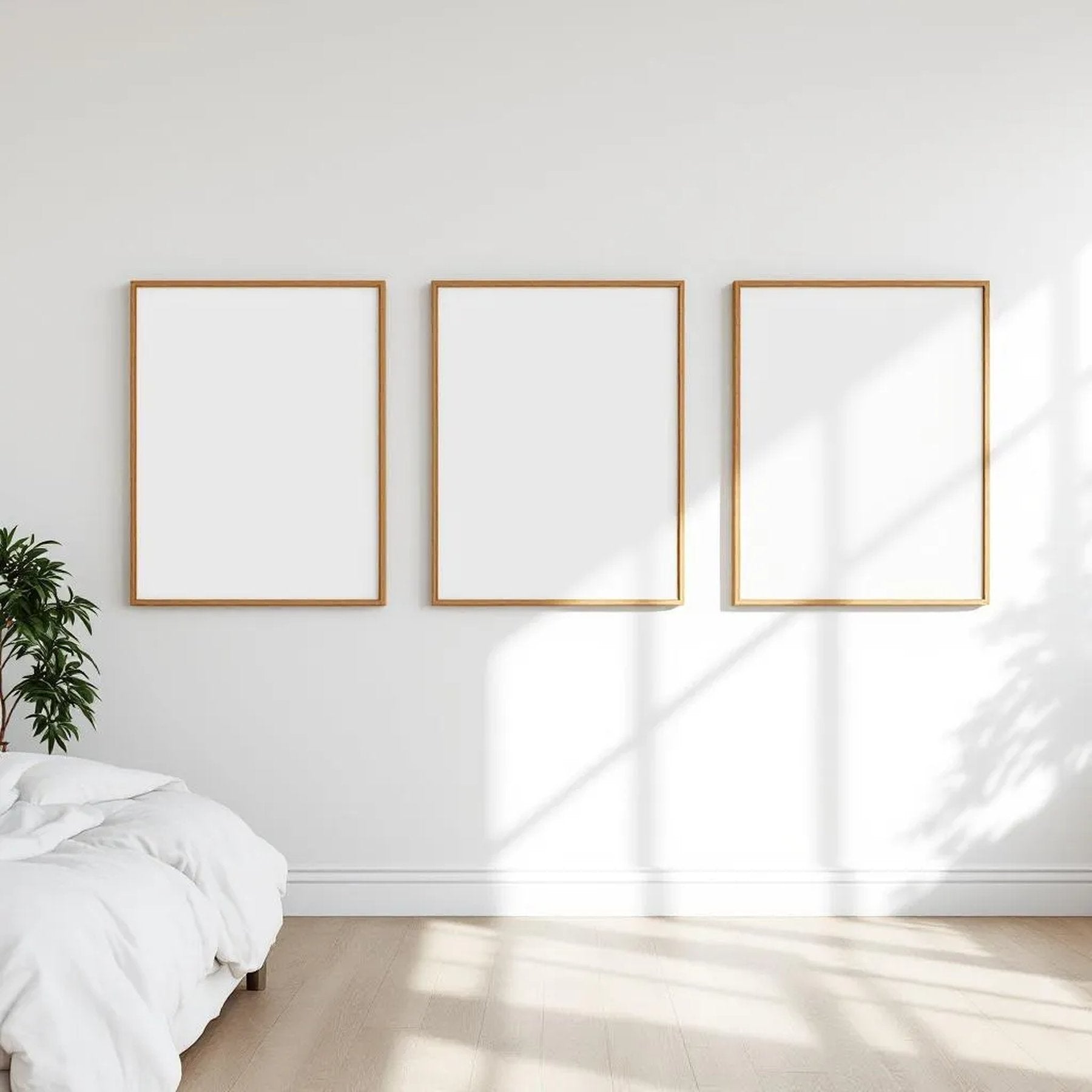 White Bedroom Premium Interior Mockup — Plain Square Frame A-Series (A4 / A3) — Perspective View — #03832 | MockupBulk