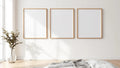 White Bedroom Frame Display Mockup — Raw Pine Frame Square 1:1 — Perspective View — #03842 | MockupBulk