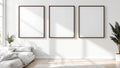 White Bedroom Wall Art Mockup — Espresso Frame Square 1:1 — Perspective View — #03845 | MockupBulk