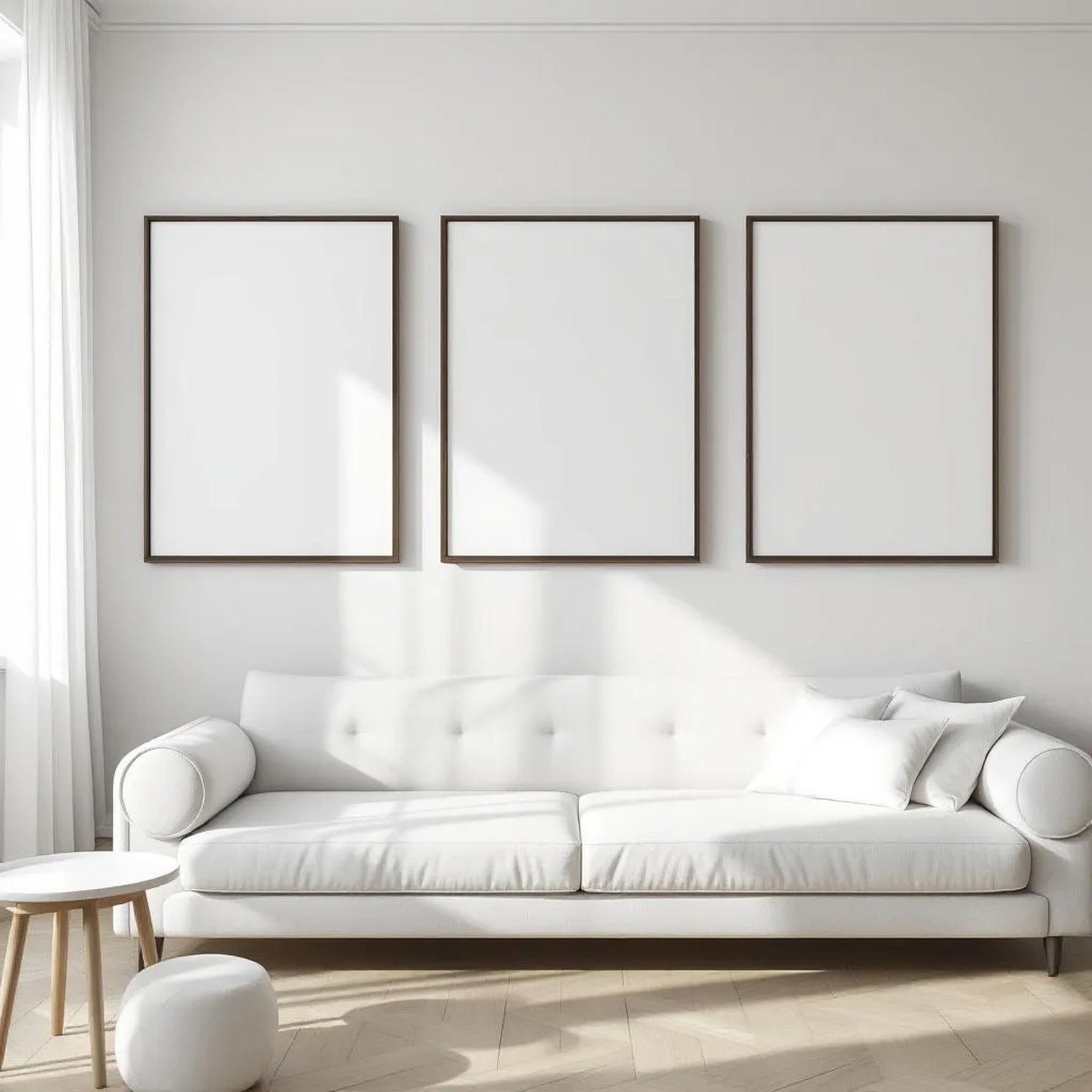 White Bedroom Professional Frame Mockup — Plain Square Frame Square 1:1 — Perspective View — #03847 | MockupBulk