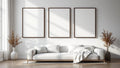 White Bedroom Wall Art Mockup — Espresso Frame Square 1:1 — Perspective View — #03848 | MockupBulk