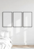 White Bedroom Professional Frame Mockup — Espresso Frame Portrait 4:5 — Perspective View — #03849 | MockupBulk
