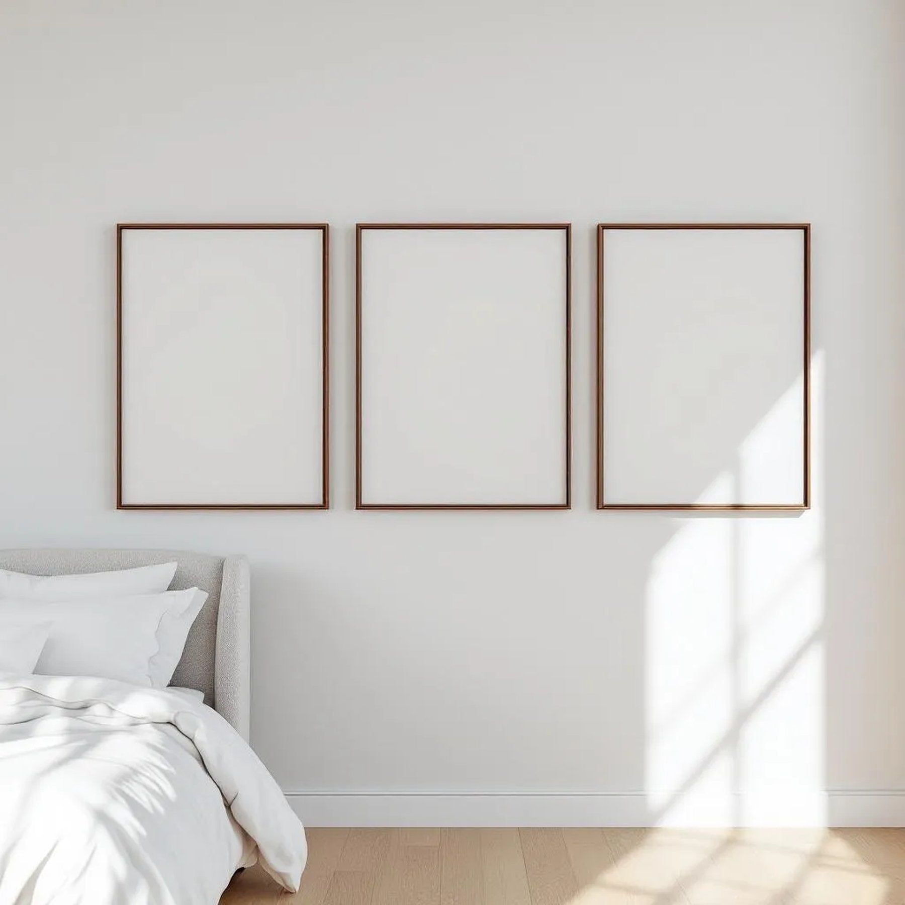 White Bedroom Premium Interior Mockup — Plain Square Frame Portrait 2:3 — Perspective View — #03853 | MockupBulk