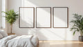 White Bedroom Frame Display Mockup — Espresso Frame Square 1:1 — Perspective View — #03854 | MockupBulk