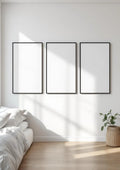 White Bedroom Room Scene Mockup — Espresso Frame Portrait 4:5 — Perspective View — #03858 | MockupBulk