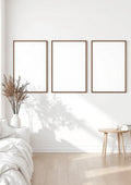 White Bedroom Editorial Room Mockup — Espresso Frame Portrait 4:5 — Perspective View — #03864 | MockupBulk