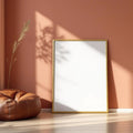 Boho Living Room Frame Display Mockup — Plain Square Frame Portrait 2:3 — Perspective View — #02601 | MockupBulk