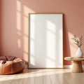 Boho Living Room Editorial Room Mockup — Plain Square Frame Portrait 2:3 — Perspective View — #02604 | MockupBulk