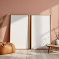 Boho Living Room Lifestyle Frame Mockup — Plain Square Frame Portrait 2:3 — Perspective View — #02586 | MockupBulk