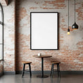 Cafe & Bar Editorial Room Mockup — Plain Square Frame Portrait 5:7 — Perspective View — #02452 | MockupBulk