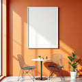 Cafe & Bar Styled Room Mockup — Plain Square Frame Portrait 2:3 — Perspective View — #02457 | MockupBulk