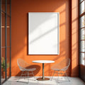 Cafe & Bar Styled Room Mockup — Plain Square Frame Portrait 2:3 — Perspective View — #02460 | MockupBulk