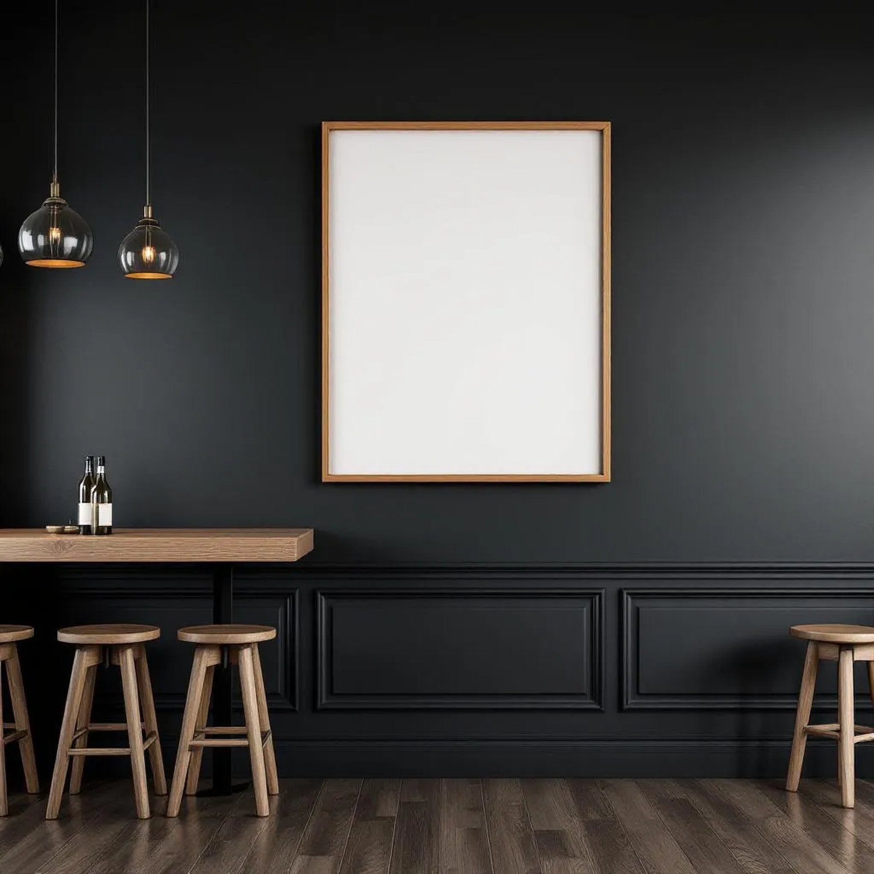 Cafe & Bar Room Scene Mockup — Plain Square Frame Landscape 11x14 — Perspective View — #02465 | MockupBulk