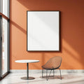 Cafe & Bar Editorial Room Mockup — Plain Square Frame Portrait 2:3 — Perspective View — #02478 | MockupBulk