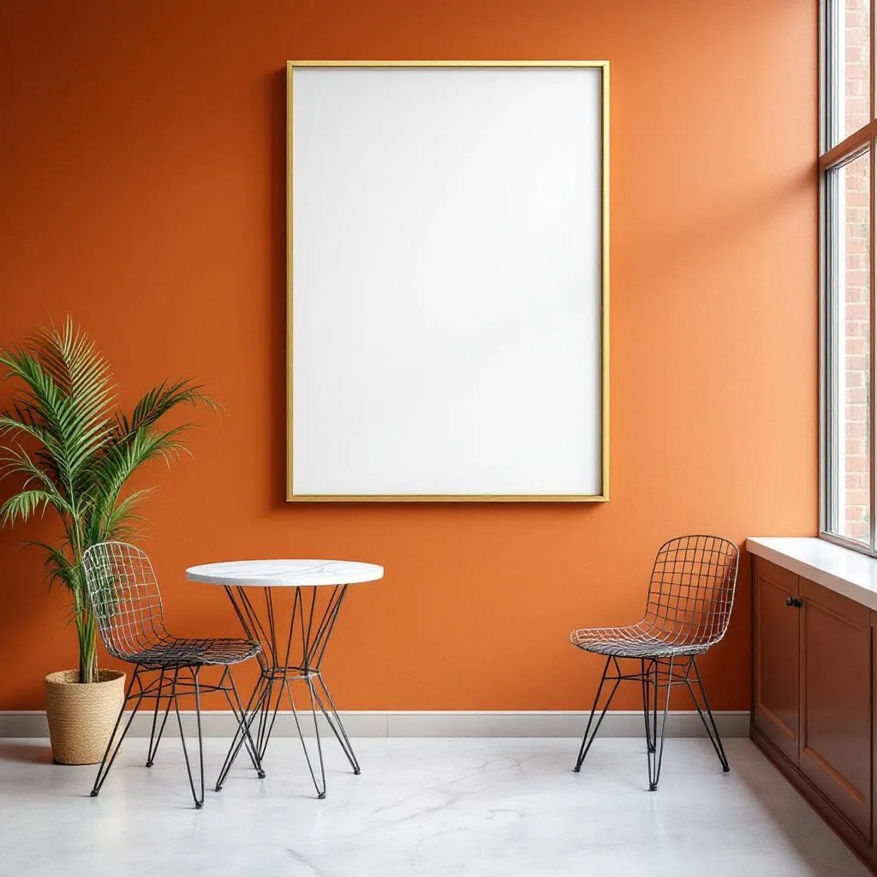 Cafe & Bar Frame Display Mockup — Plain Square Frame Portrait 2:3 — Perspective View — #02484 | MockupBulk