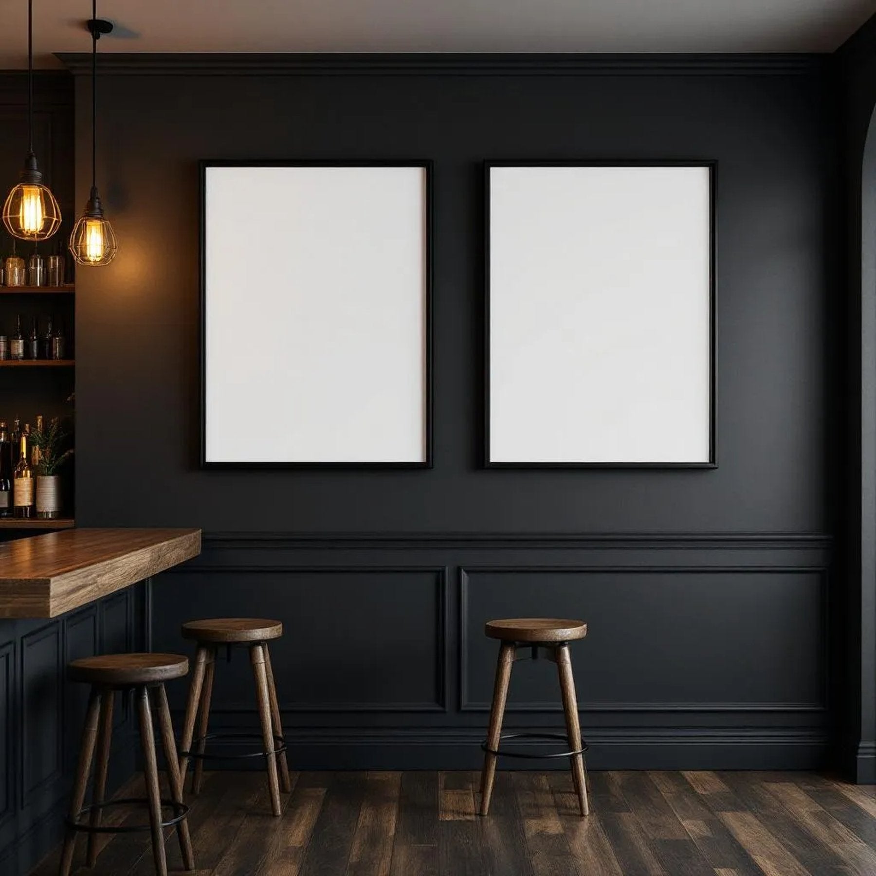 Cafe & Bar Room Scene Mockup — Plain Square Frame Portrait 4:5 — Perspective View — #02450 | MockupBulk