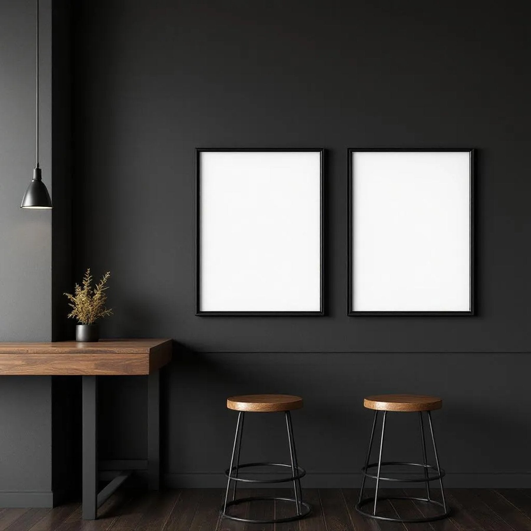 Cafe & Bar Styled Room Mockup — Plain Square Frame Landscape 3:4 — Perspective View — #02453 | MockupBulk